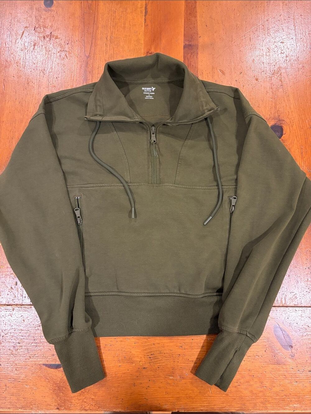 Old Navy Olive Green Quarter-Zip Sweatshirt with Drawcord